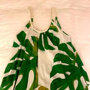 Farm Rio green and white leaf print maxi